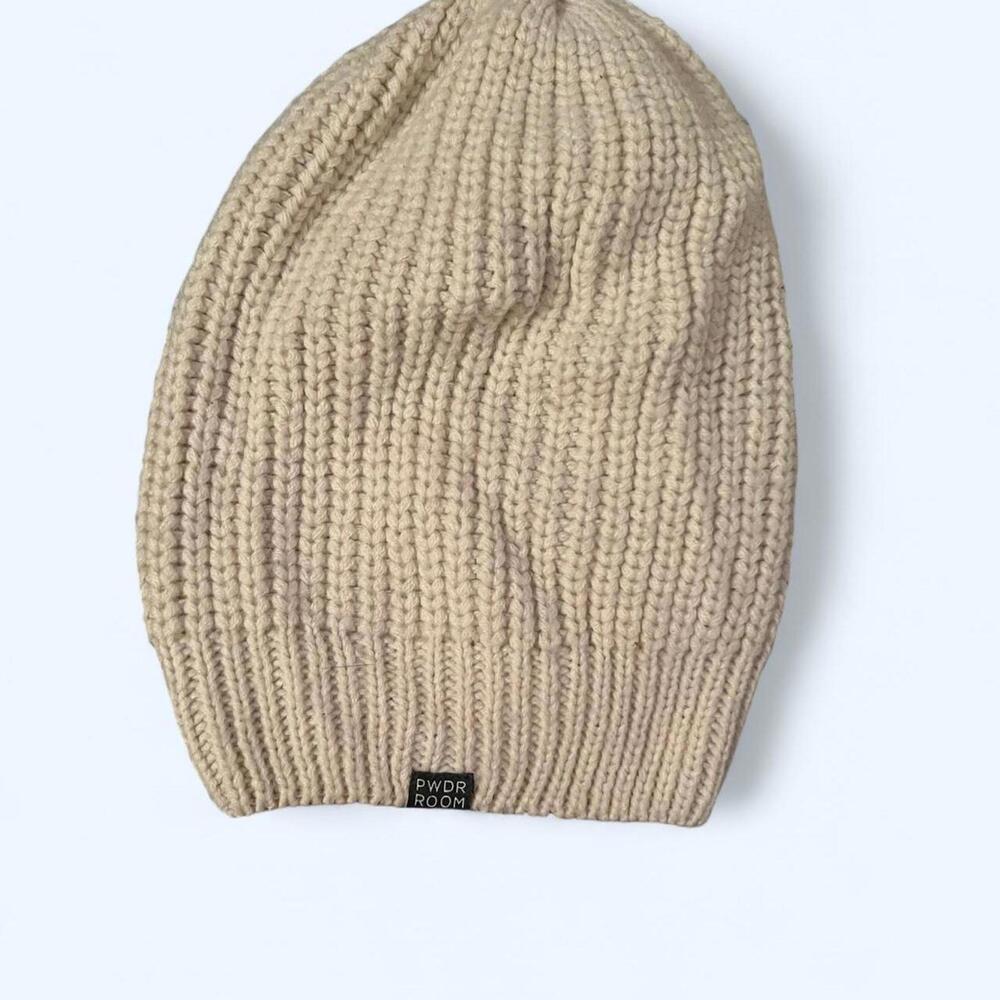 PWDR ROOM vintage knitted cream slouchy beanie